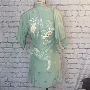 J.R. United Specialty Made Hamilton, Bermuda Mint Green Embroidered Night Kimono